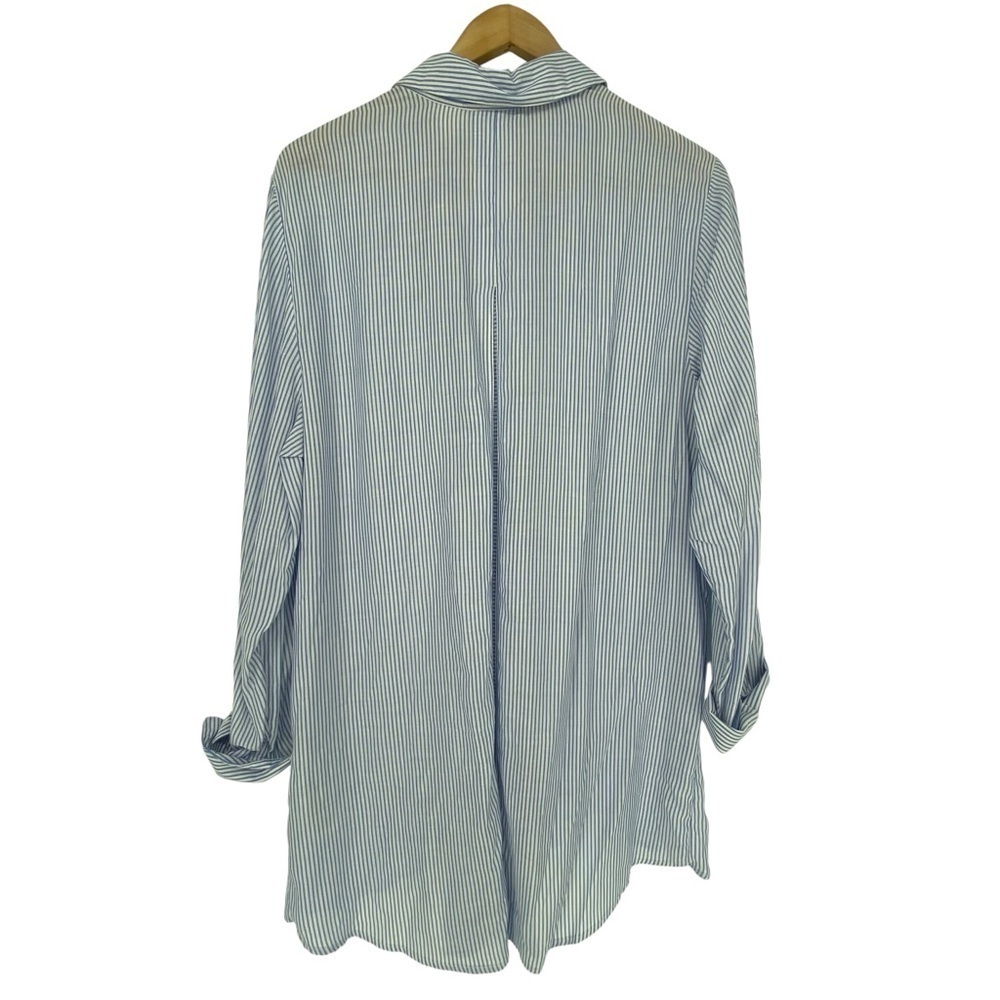 Chico's stripe blue white easy shirt button down long sleeve collared NWT - Picture 5 of 15